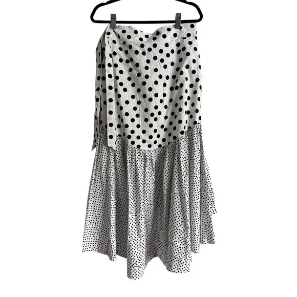 De La Vali Cotton Skirt High Low Ruffle Polka Dot 10UK or About 6US Black White - Picture 3 of 6